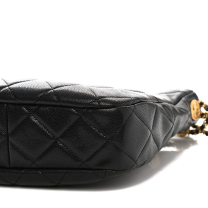 Chanel Caviar Quilted Twist Your Buttons Hobo Black 10 of 11