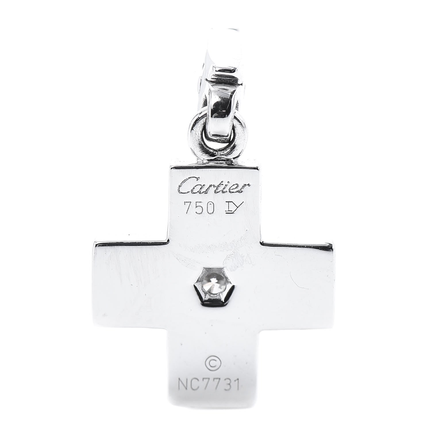 Cartier 18K White Gold Diamond Cross Charm 3 of 3