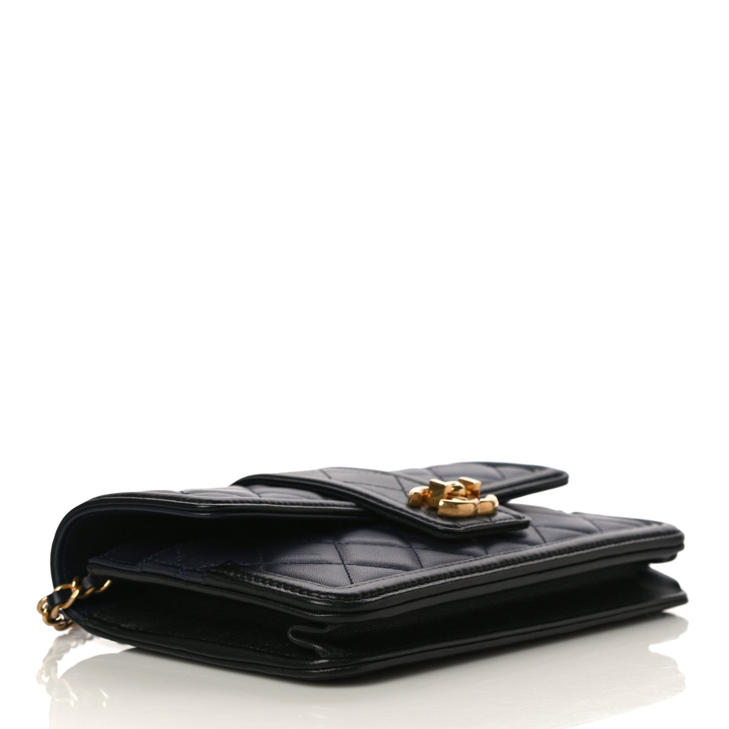 Chanel Lambskin Quilted Elegant CC Wallet On Chain WOC Navy Black 3 of 15
