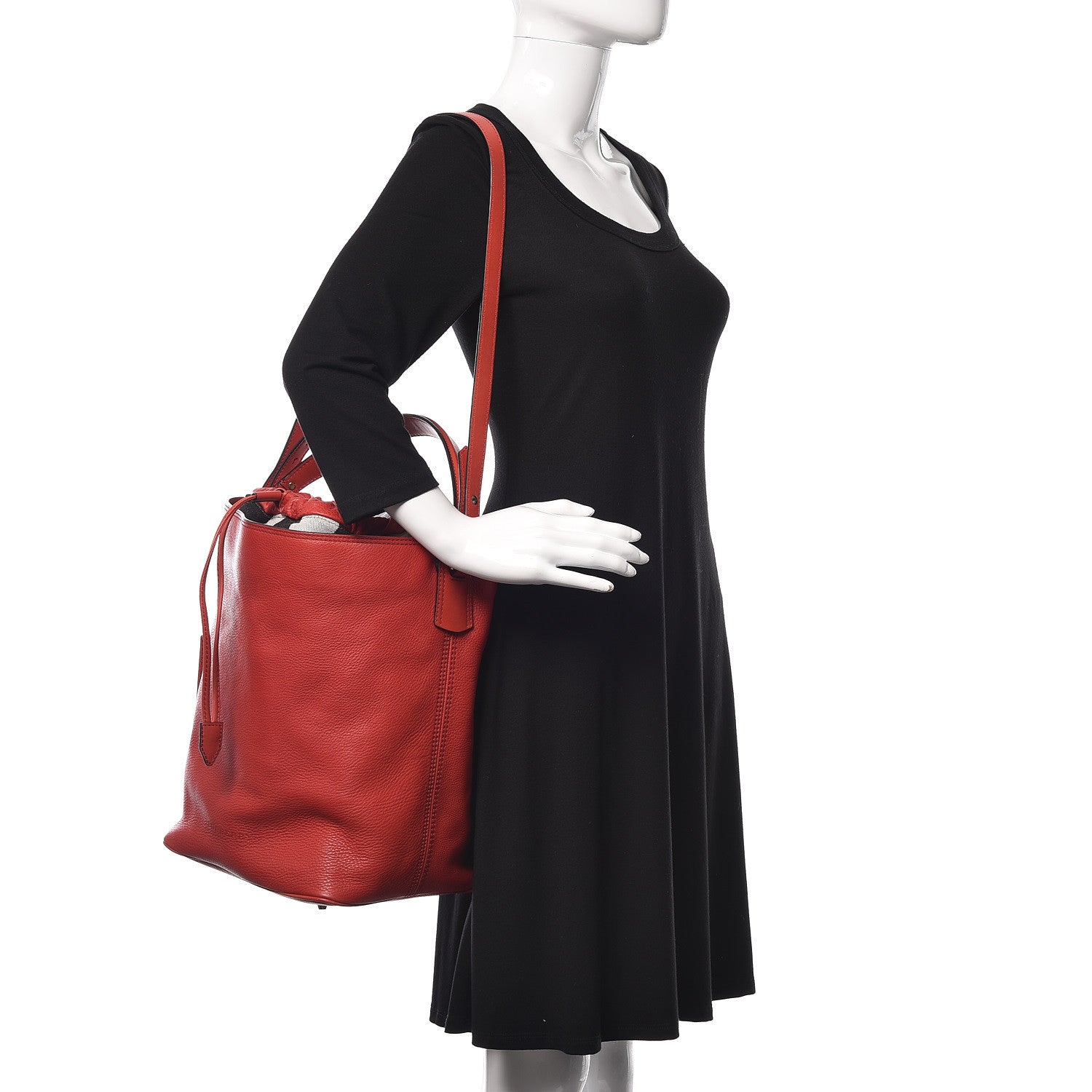 Burberry Grainy Calfskin Medium Ashby Hobo Cadmium Red 2 of 20