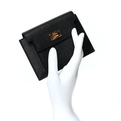 Hermes Epsom Kelly Pocket Compact Wallet Black 2 of 9