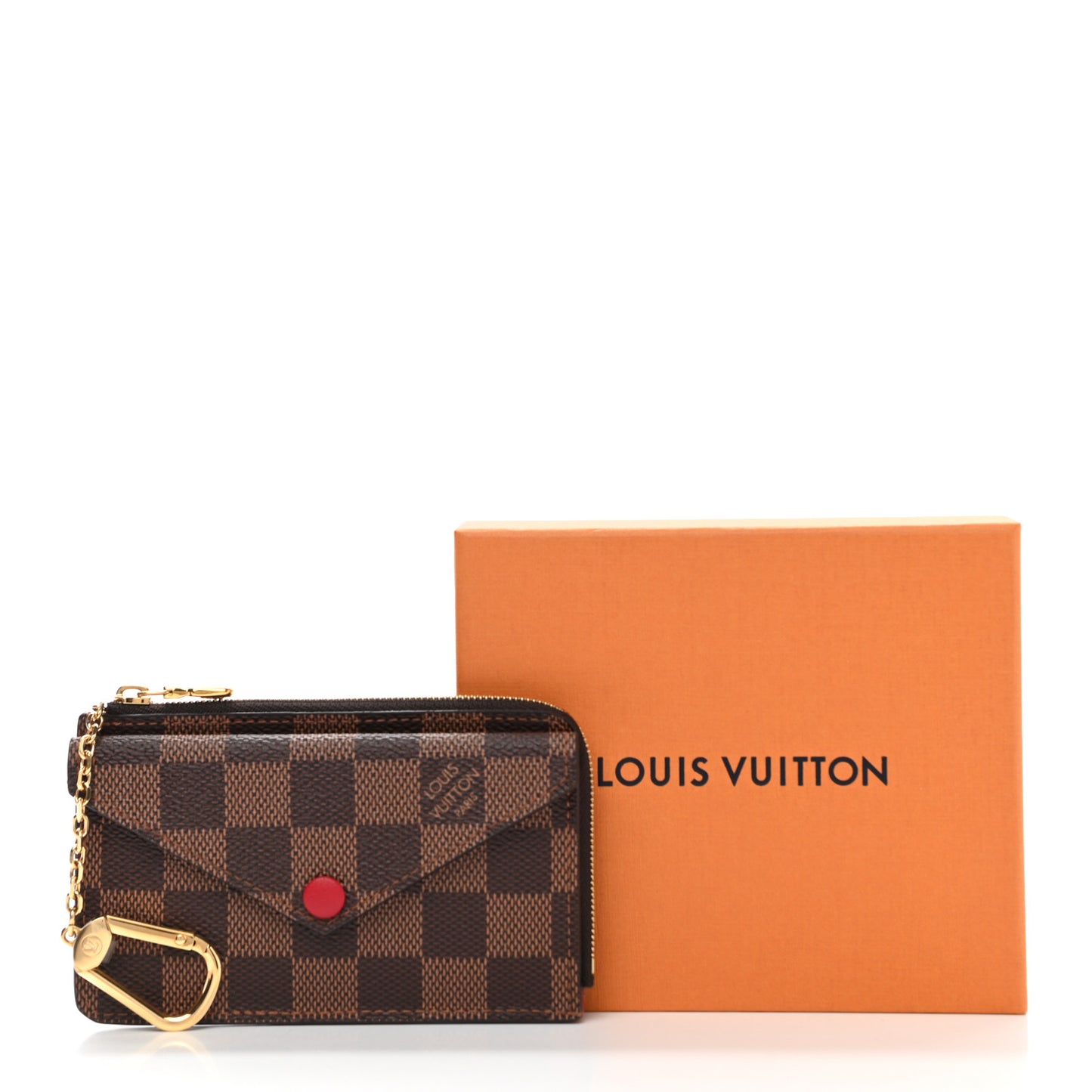 Damier Ebene Recto Verso Card Holder Red