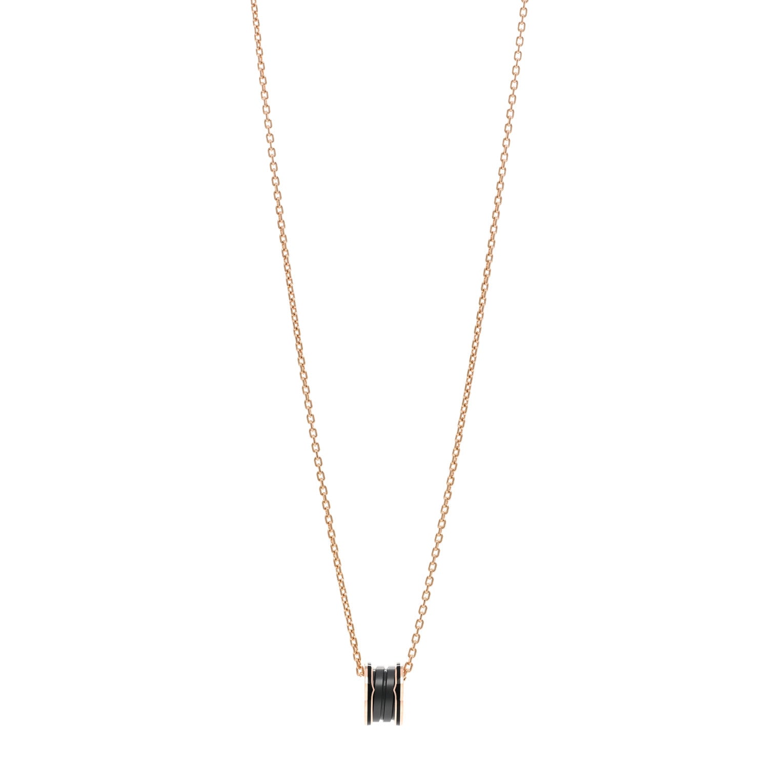 Bulgari 18K Rose Gold Black Matte Ceramic B.Zero1 Pendant Necklace 1 of 4