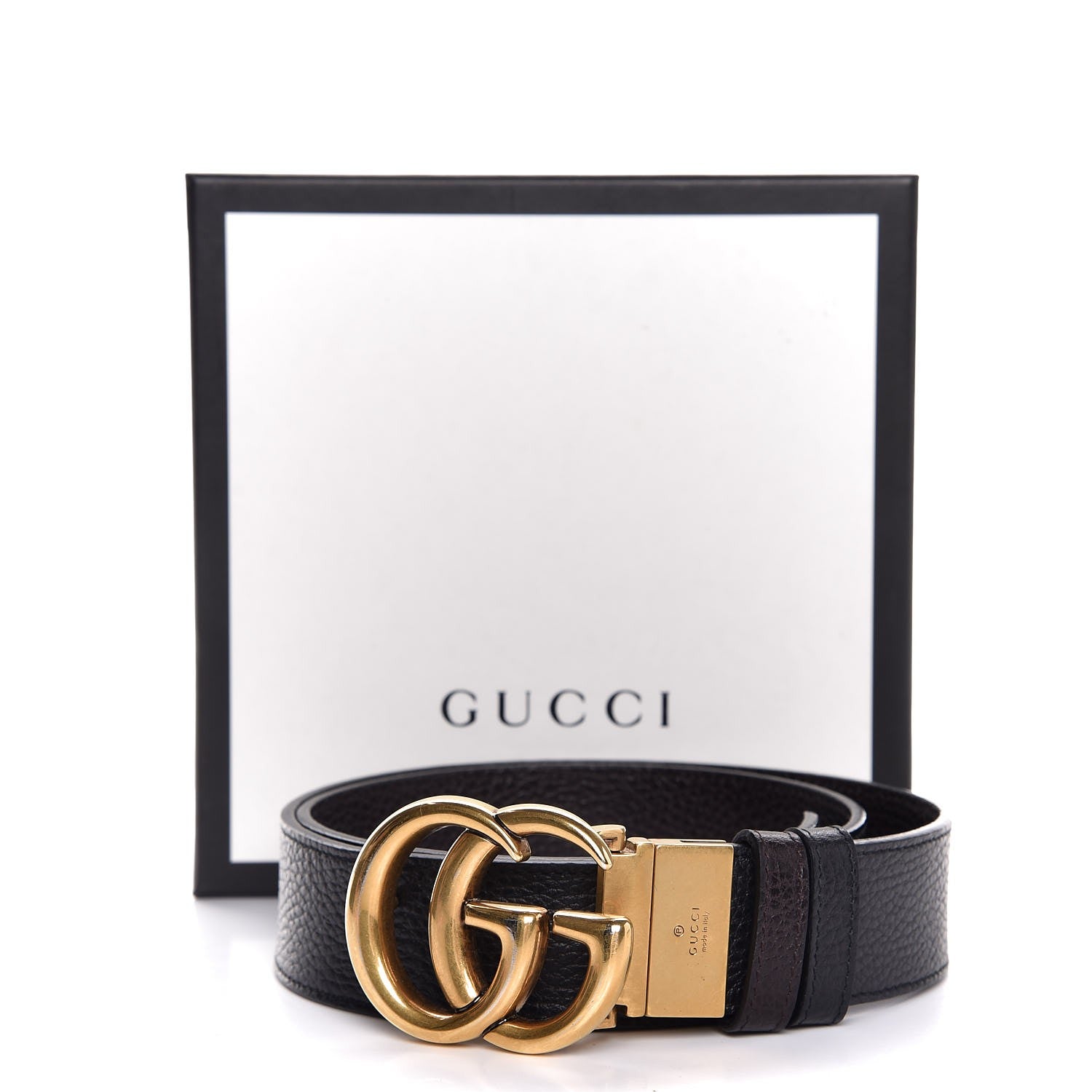 Gucci Calfskin Double G Reversible 37mm Belt 90 36 Black Cocoa 6 of 6