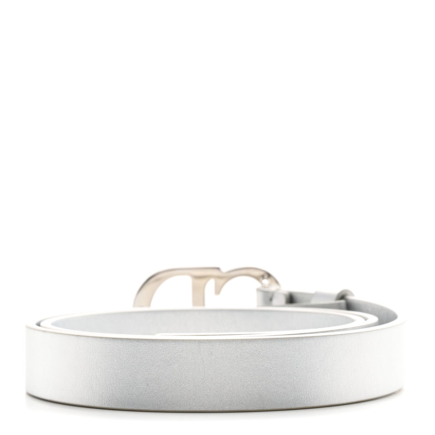 Christian Dior Metallic Calfskin Saddle Belt 70 28 Silver 1833903