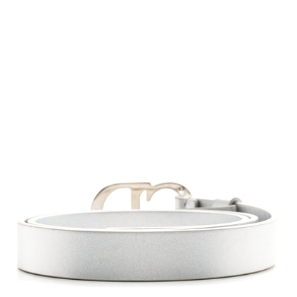 Christian Dior Metallic Calfskin Saddle Belt 70 28 Silver 2 of 5