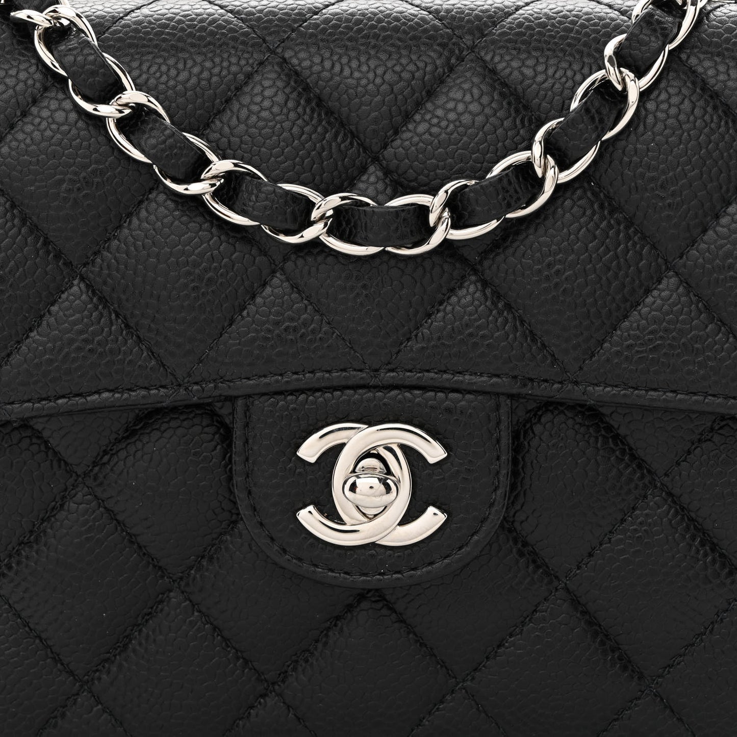 Caviar Quilted Mini Square Flap Black