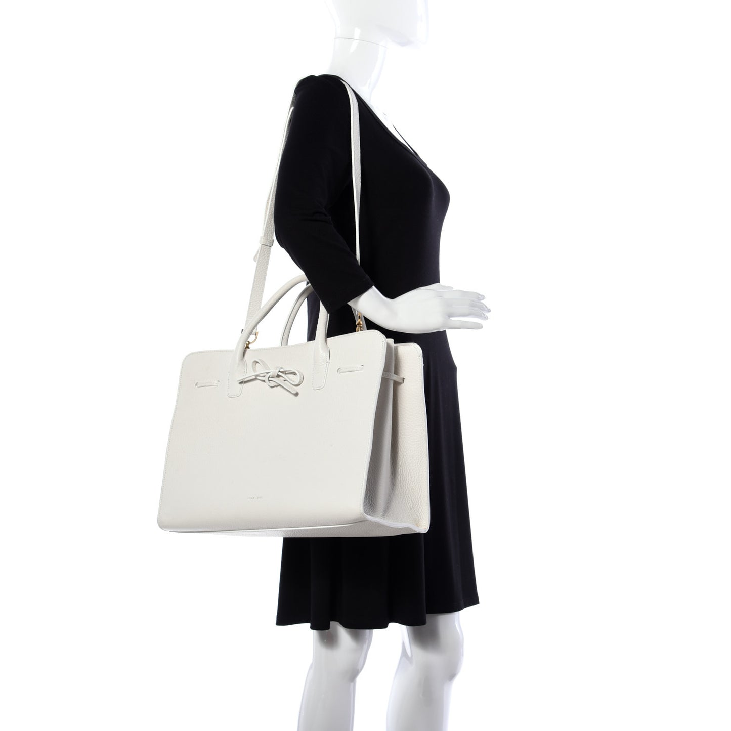 Tumbled Calfskin Large Sun Bag White