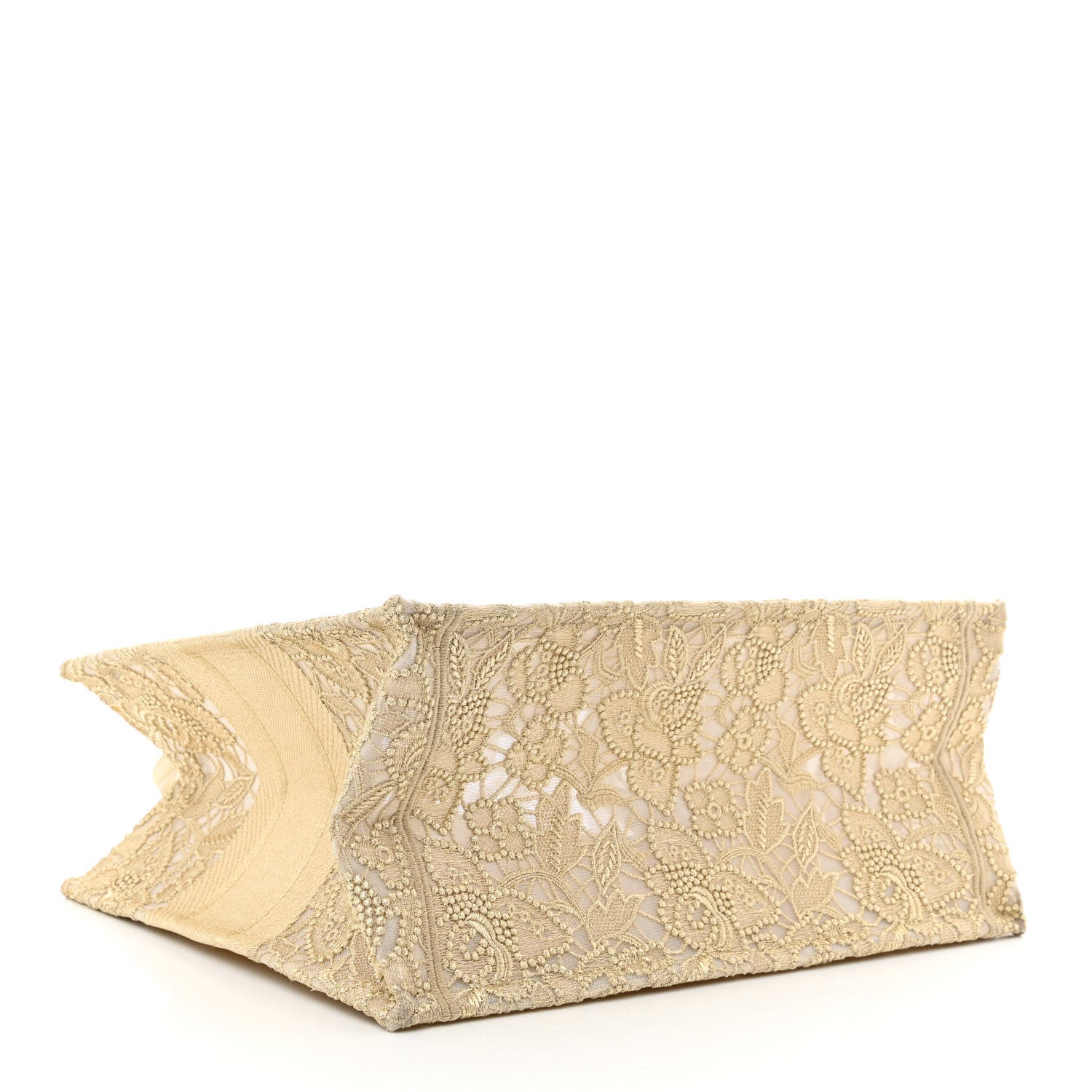Christian Dior Transparent Metallic Embroidered Mesh Macrame Medium Book Tote Gold 4 of 12