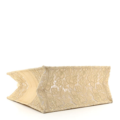 Christian Dior Transparent Metallic Embroidered Mesh Macrame Medium Book Tote Gold 4 of 12
