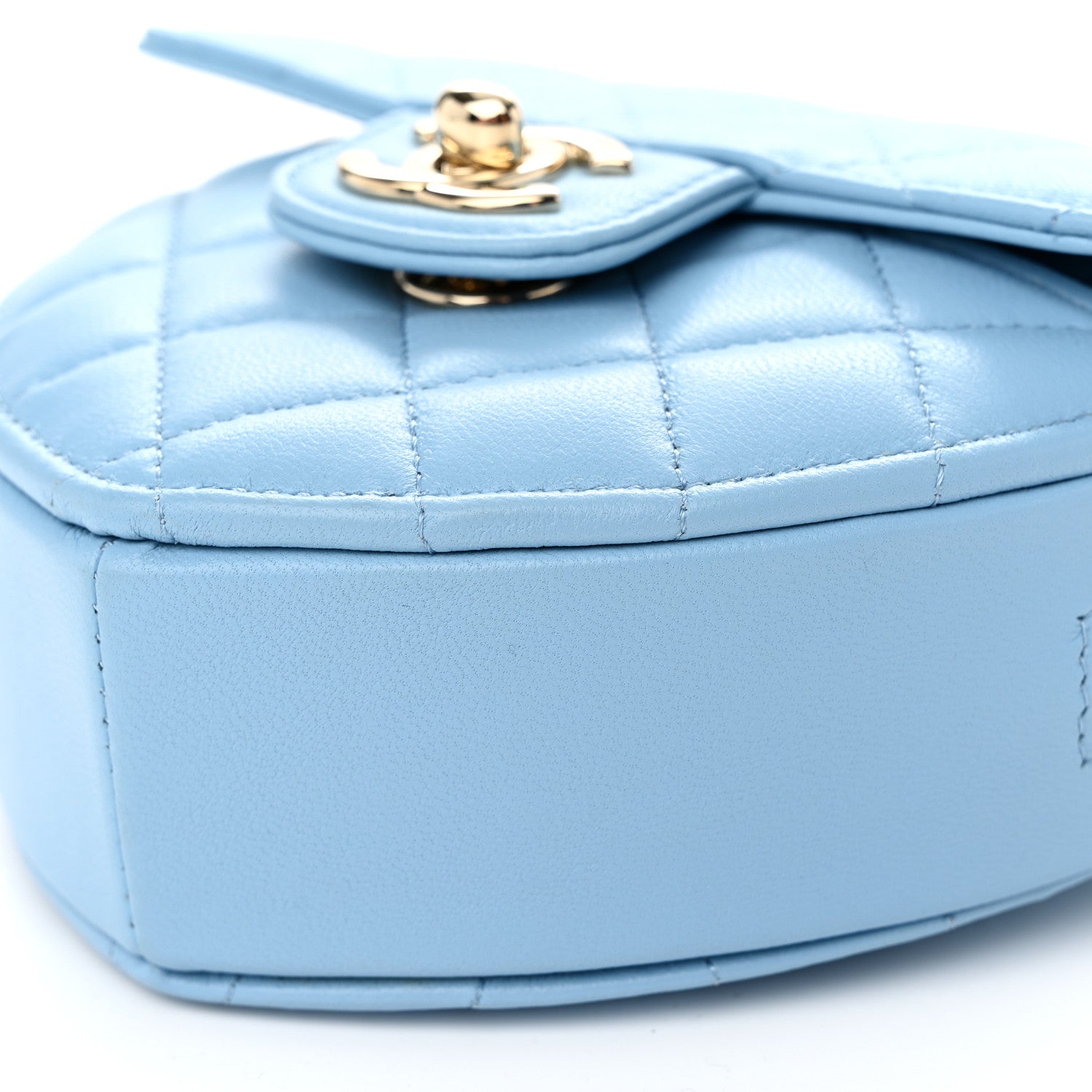 Chanel Lambskin Quilted CC In Love Heart Clutch With Chain Light Blue 10 of 10
