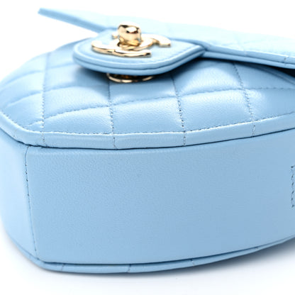 Chanel Lambskin Quilted CC In Love Heart Clutch With Chain Light Blue 10 of 10