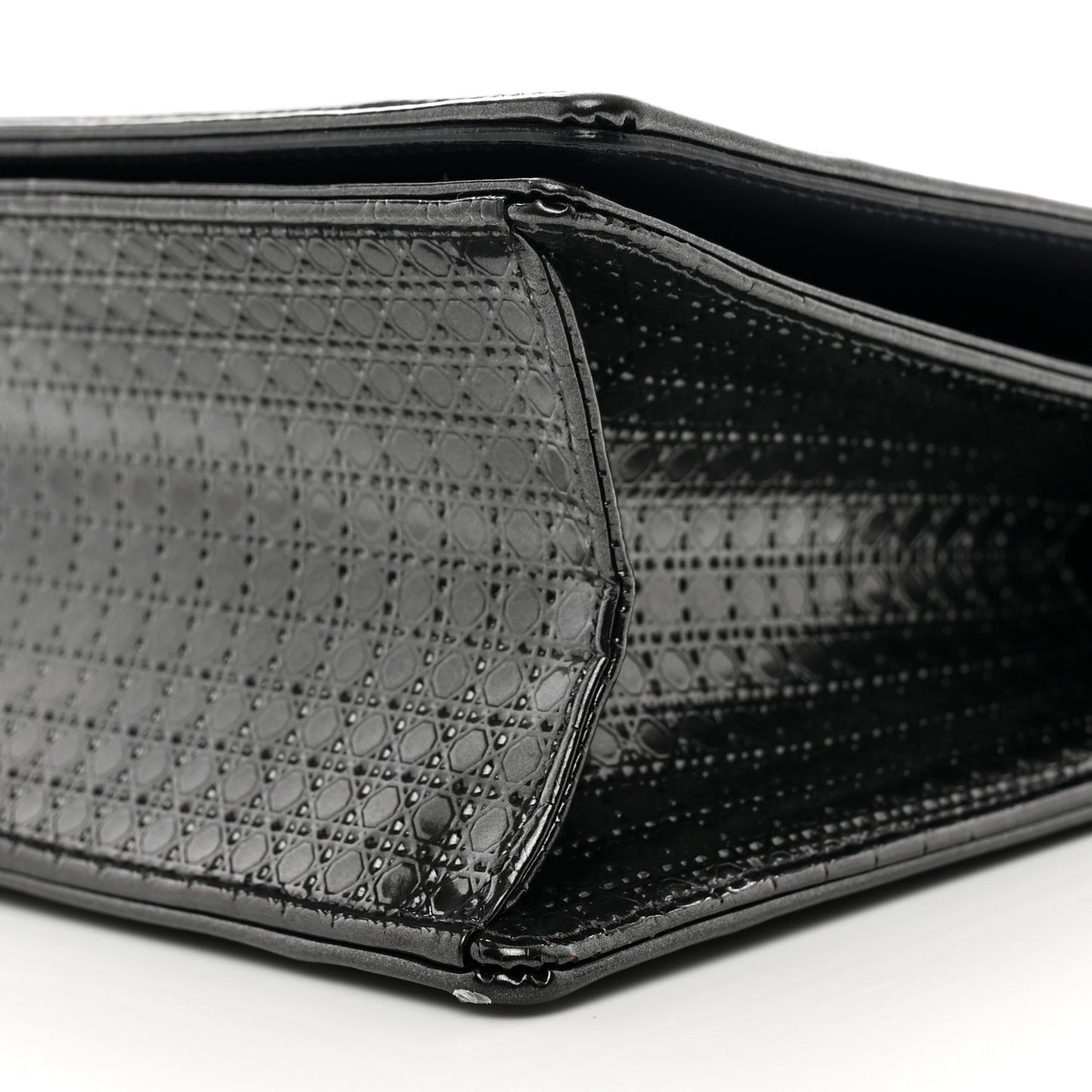 Metallic Calfskin Micro-Cannage Medium Diorama Flap Bag Graphite