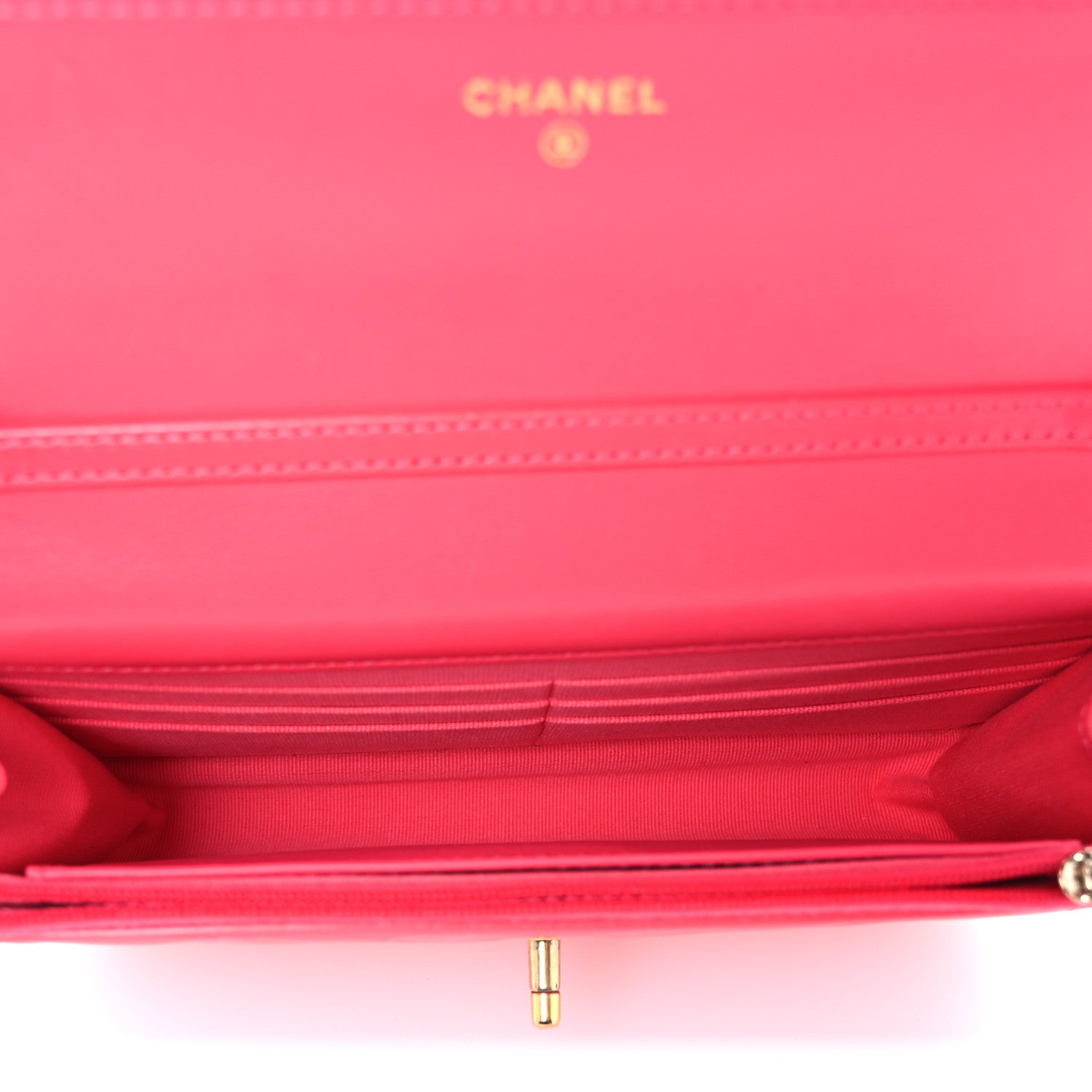 Chanel Lambskin Enamel Quilted CC Wallet on Chain WOC Pink 4 of 10