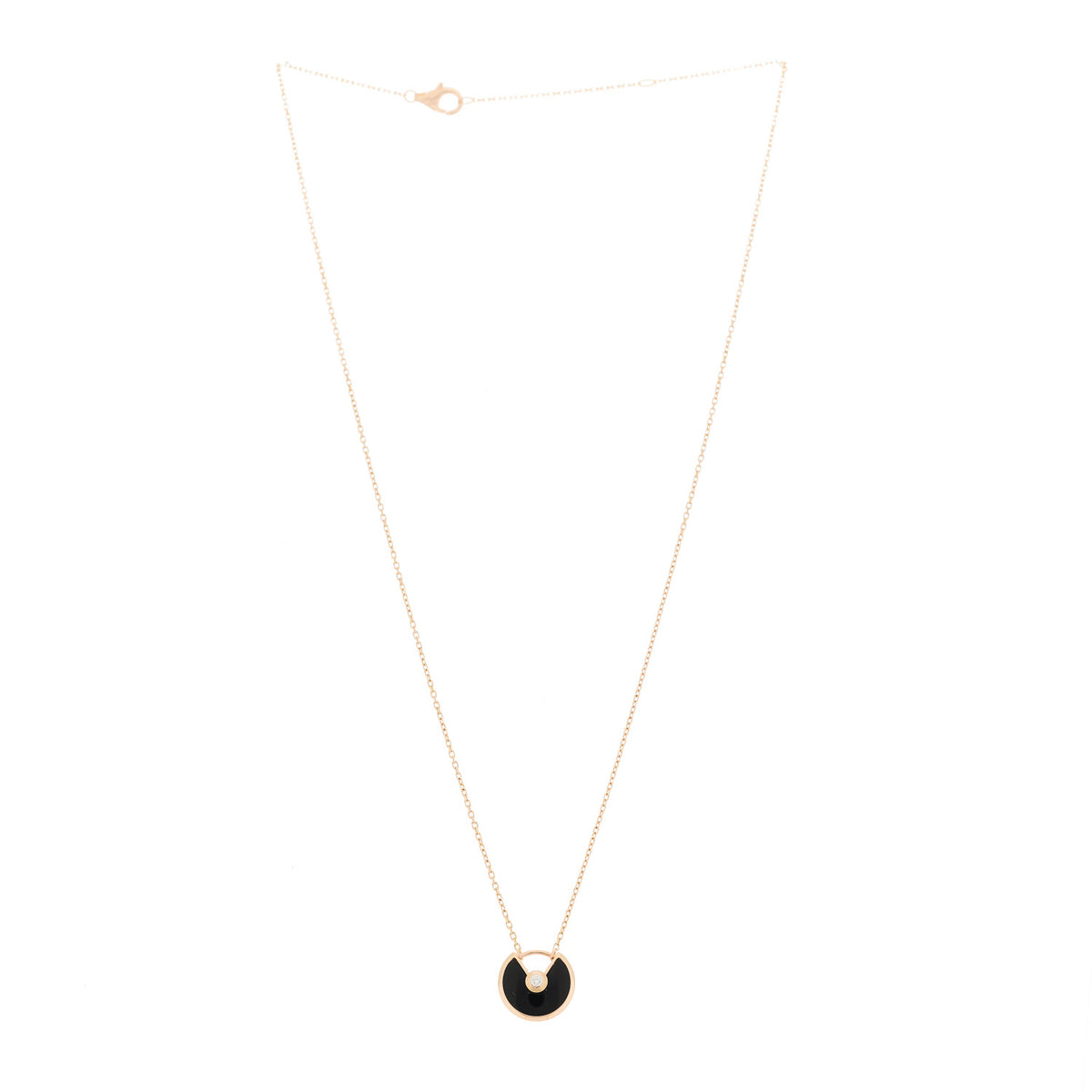 Cartier 18K Pink Gold Diamond Black Onyx XS Amulette de Cartier Pendant Necklace 3 of 5