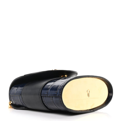 Chloe Calfskin Crocodile Embossed Small Aby Lock Full Blue 4 of 10