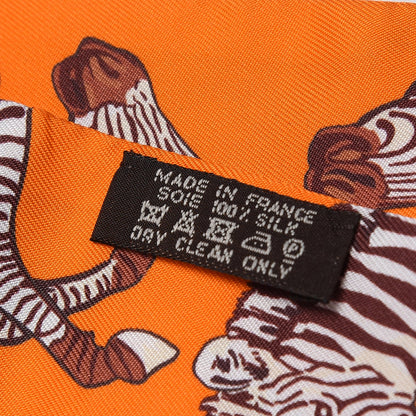 Hermes Silk Les Zebres Twilly Orange Beige Brun 4 of 5