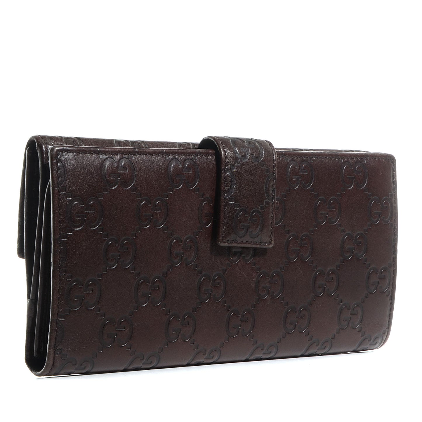 Guccissima Margaux Calfskin Metal Bar Continental Flap Wallet Chocolate