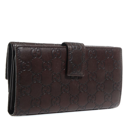 Gucci Guccissima Margaux Calfskin Metal Bar Continental Flap Wallet Chocolate 3 of 8