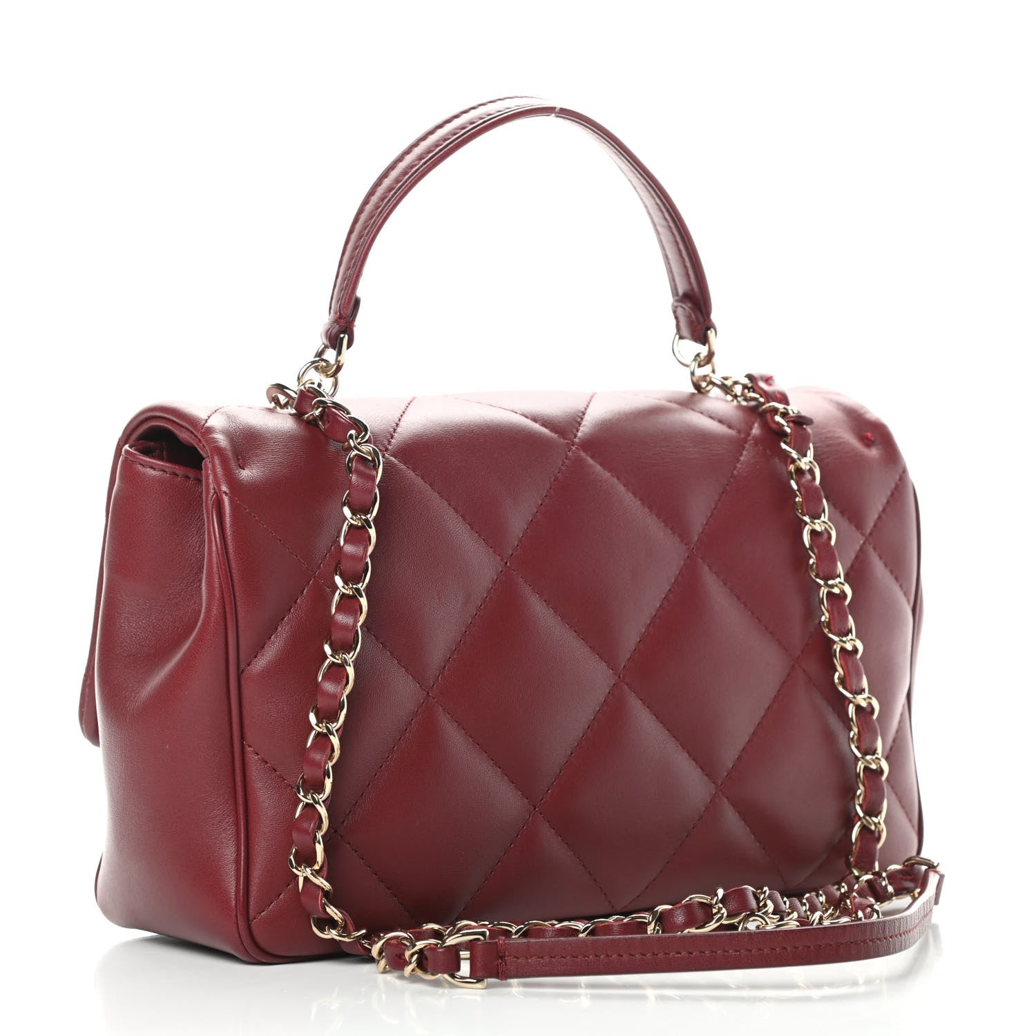 Chanel Lambskin Quilted Easy Carry Flap Burgundy 3 of 14
