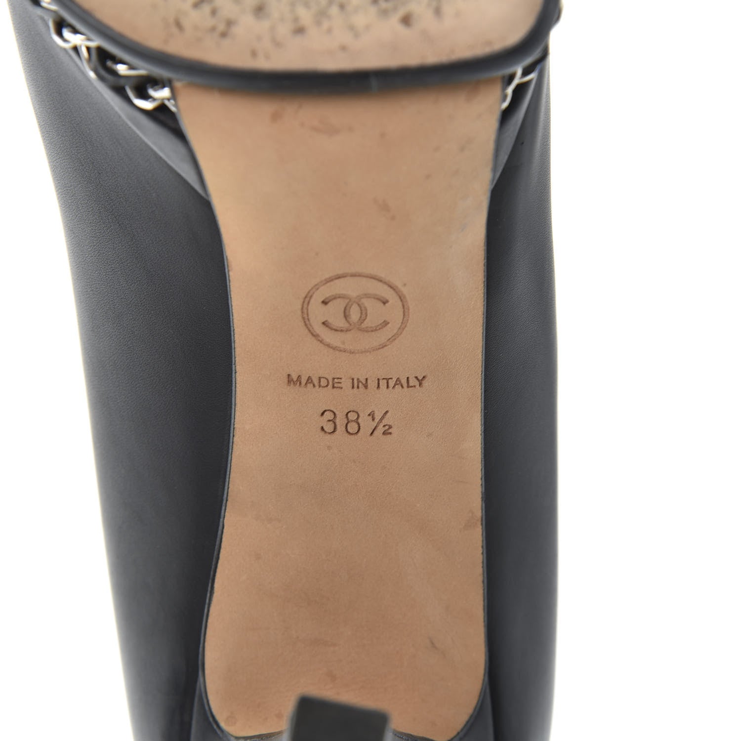 Chanel Lambskin CC Cap Toe Platform Chain Pumps 38.5 Black 8 of 9
