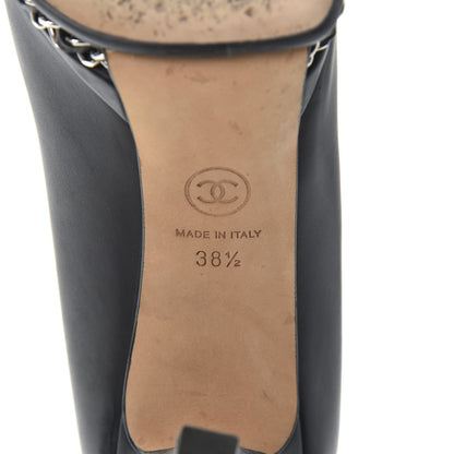Chanel Lambskin CC Cap Toe Platform Chain Pumps 38.5 Black 8 of 9