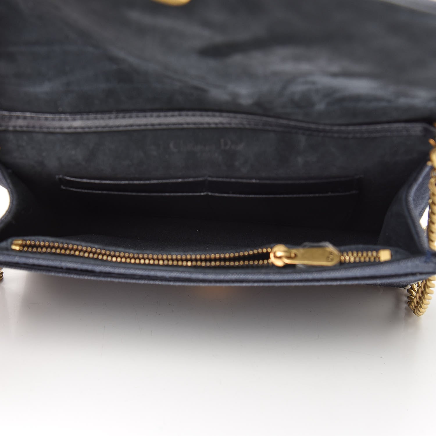 Christian Dior Denim Studded Wallet on Chain Pouch Blue 5 of 12