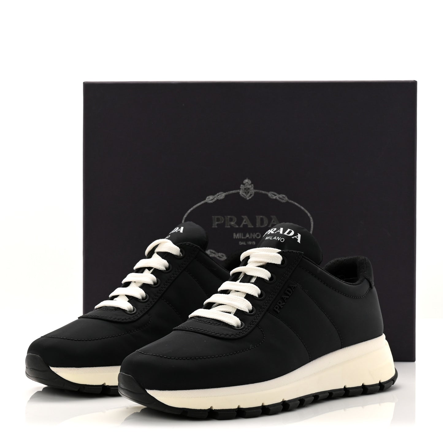 Re-Nylon Piuma Logo Quilted 45mm Sneakers 36.5 Black