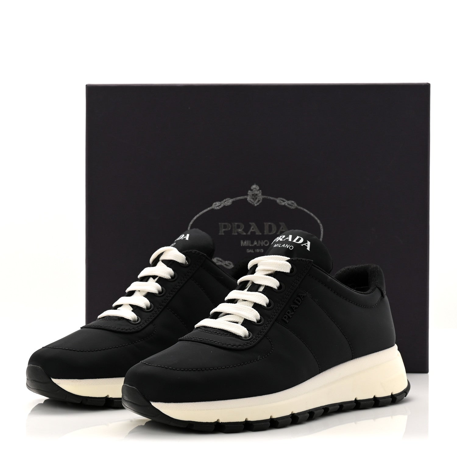 Prada Re-Nylon Piuma Logo Quilted 45mm Sneakers 36.5 Black 10 of 10