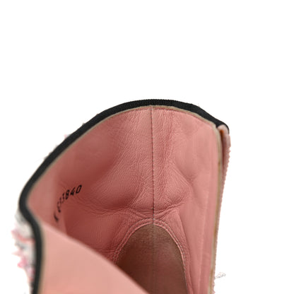 Chanel Tweed Cap Toe CC Short Boots 36 Pink Blue Black 15 of 19