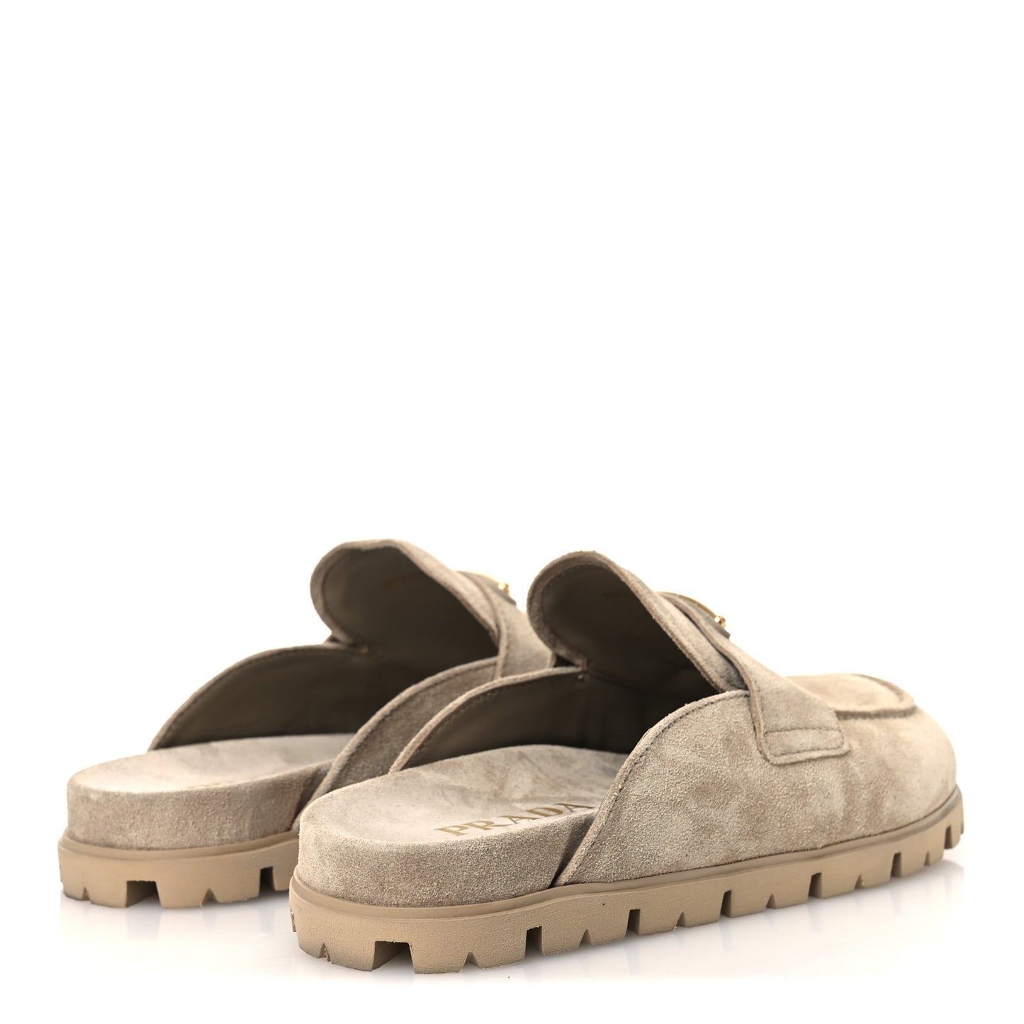 Suede Scamosciato Triangle Logo Mules 36 Deserto