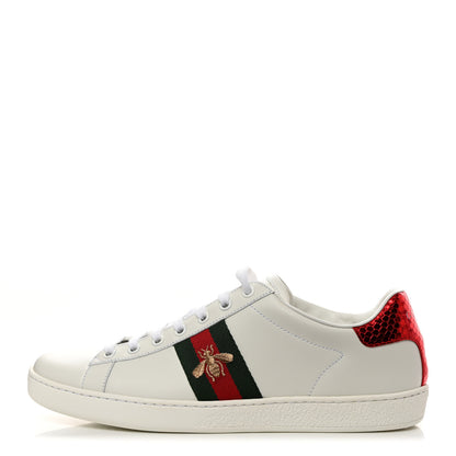 Gucci Calfskin Ayers Bee Embroidered Womens Ace Sneakers 41 White Green 1 of 9