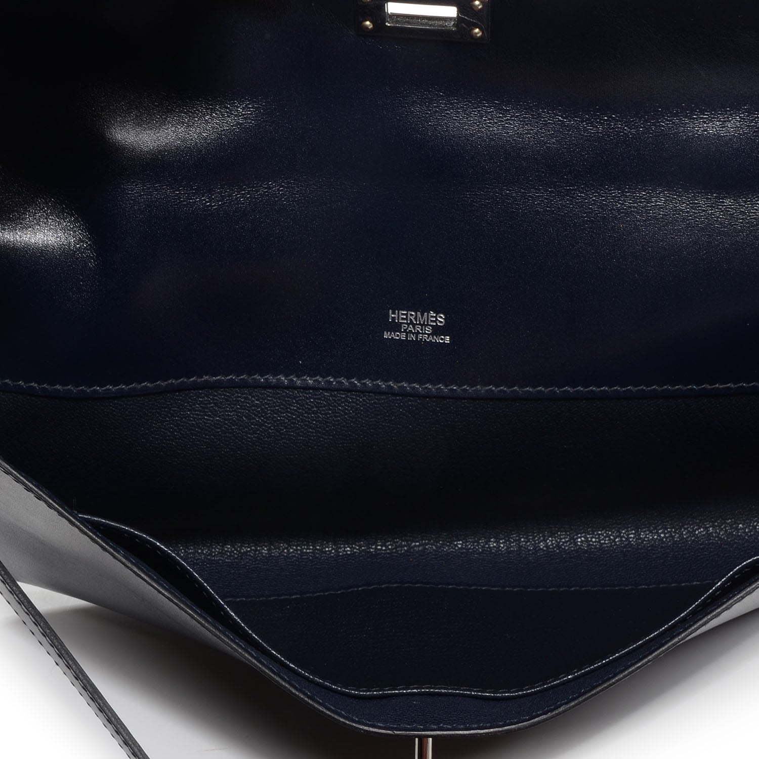 Hermes Box Kelly Cut Clutch Pochette Indigo 8 of 8