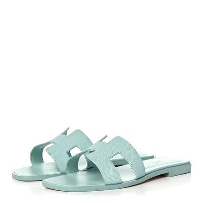 Hermes Epsom Oran Sandals 36.5 Vert Embrun 3 of 10