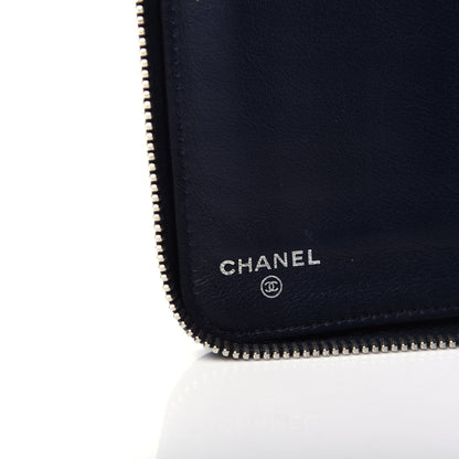 Chanel Caviar Quilted Large Zip Around Organizer Wallet Navy 6 of 7