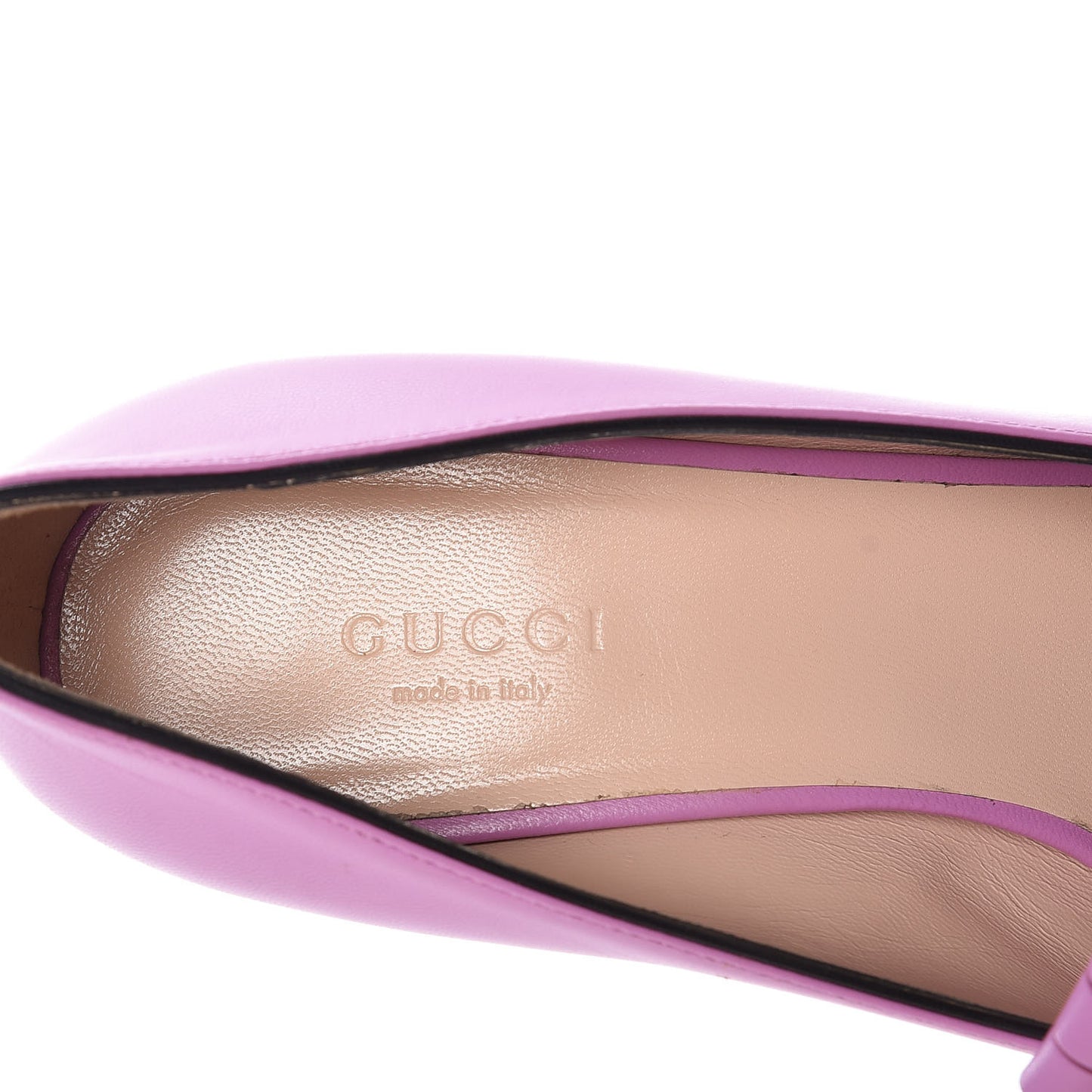 Malaga Kid GG Marmont Fringe 50mm Loafer Pumps 36.5 Candy Mousse