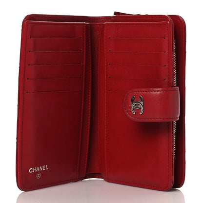 Chanel Lambskin Quilted Zipped Pocket Wallet Red 5 of 9