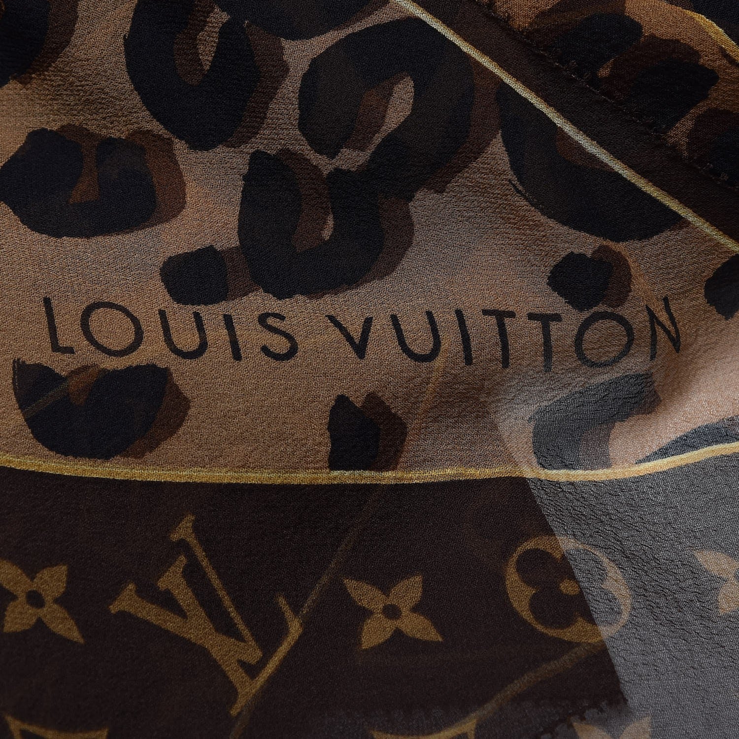 Louis Vuitton Silk Crepe Leopard Monogram Scarf 5 of 6