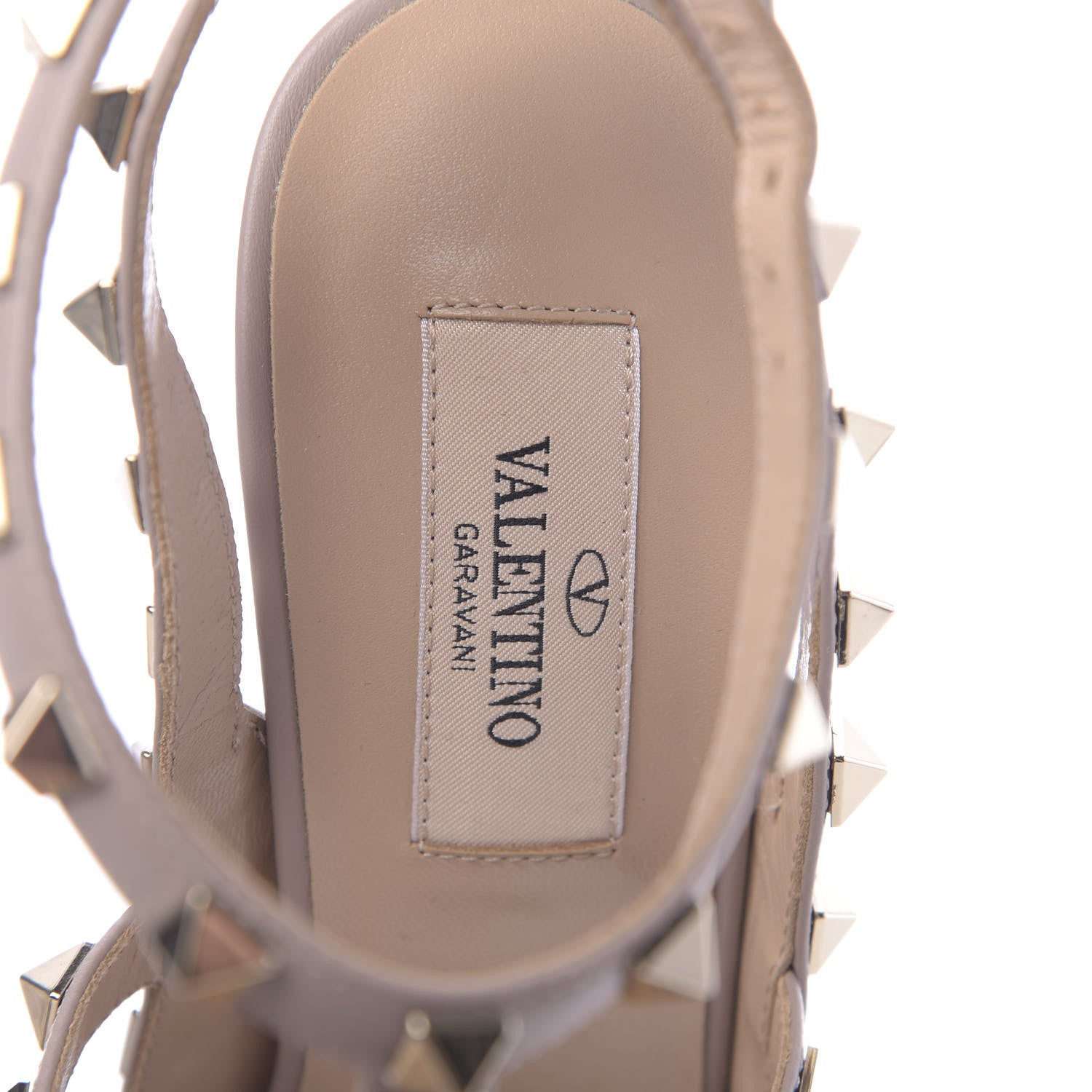 Valentino Garavani Metallic Pebbled Calfskin Rockstud Ankle Strap 100mm Pumps 37 Sasso Poudre 7 of 9