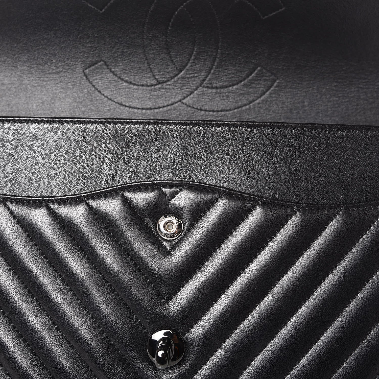Chanel Lambskin Chevron Quilted Jumbo Double Flap So Black 9 of 17