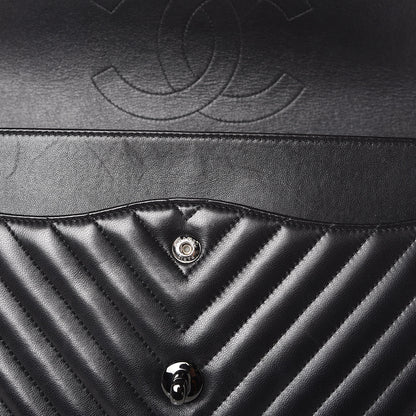 Chanel Lambskin Chevron Quilted Jumbo Double Flap So Black 9 of 17
