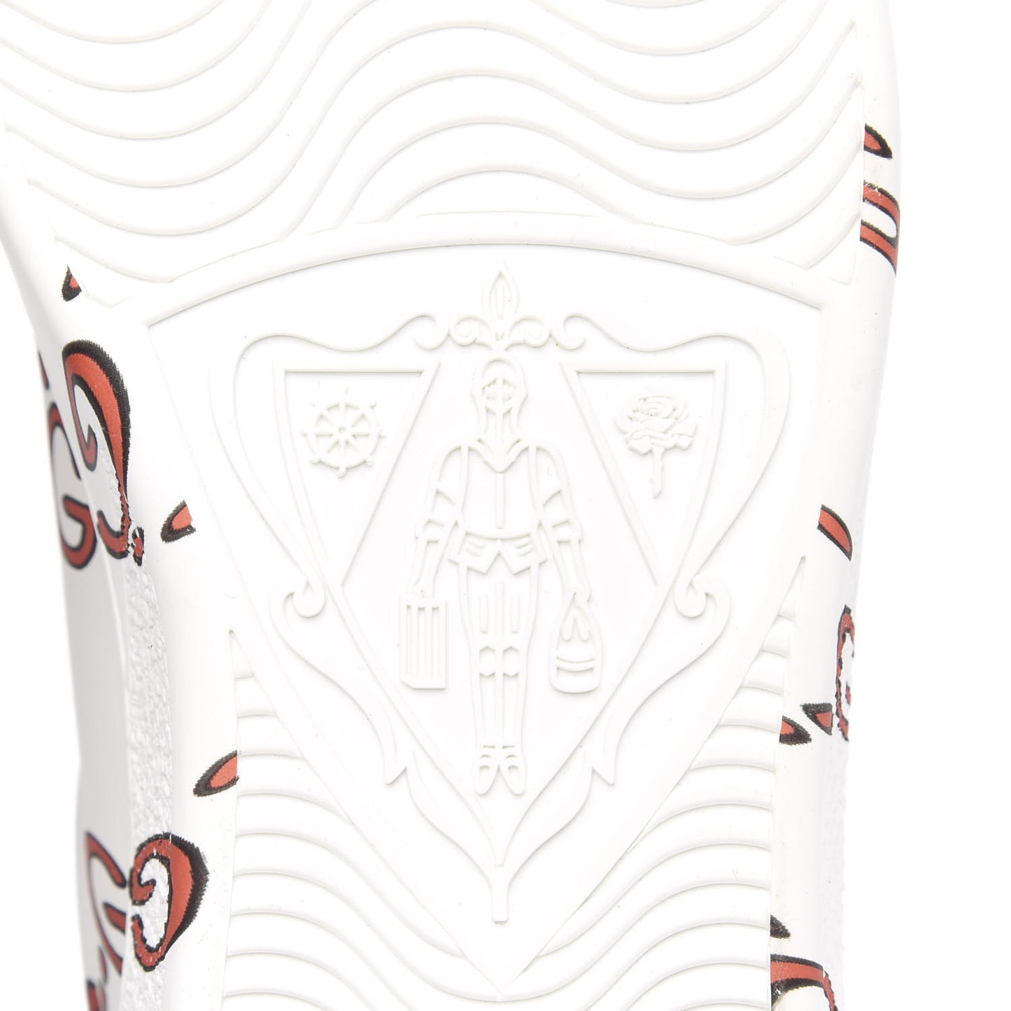 Calfskin GucciGhost Print Mens Ace Sneakers 7 White Hibiscus Red