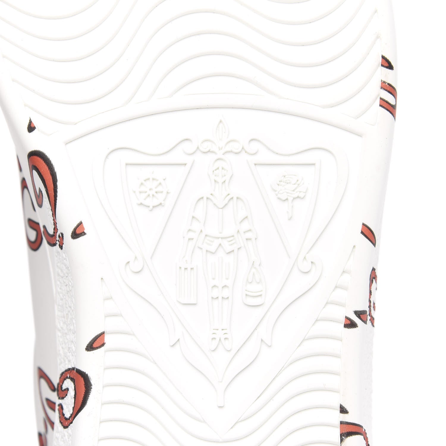 Gucci Calfskin GucciGhost Print Mens Ace Sneakers 7 White Hibiscus Red 7 of 9
