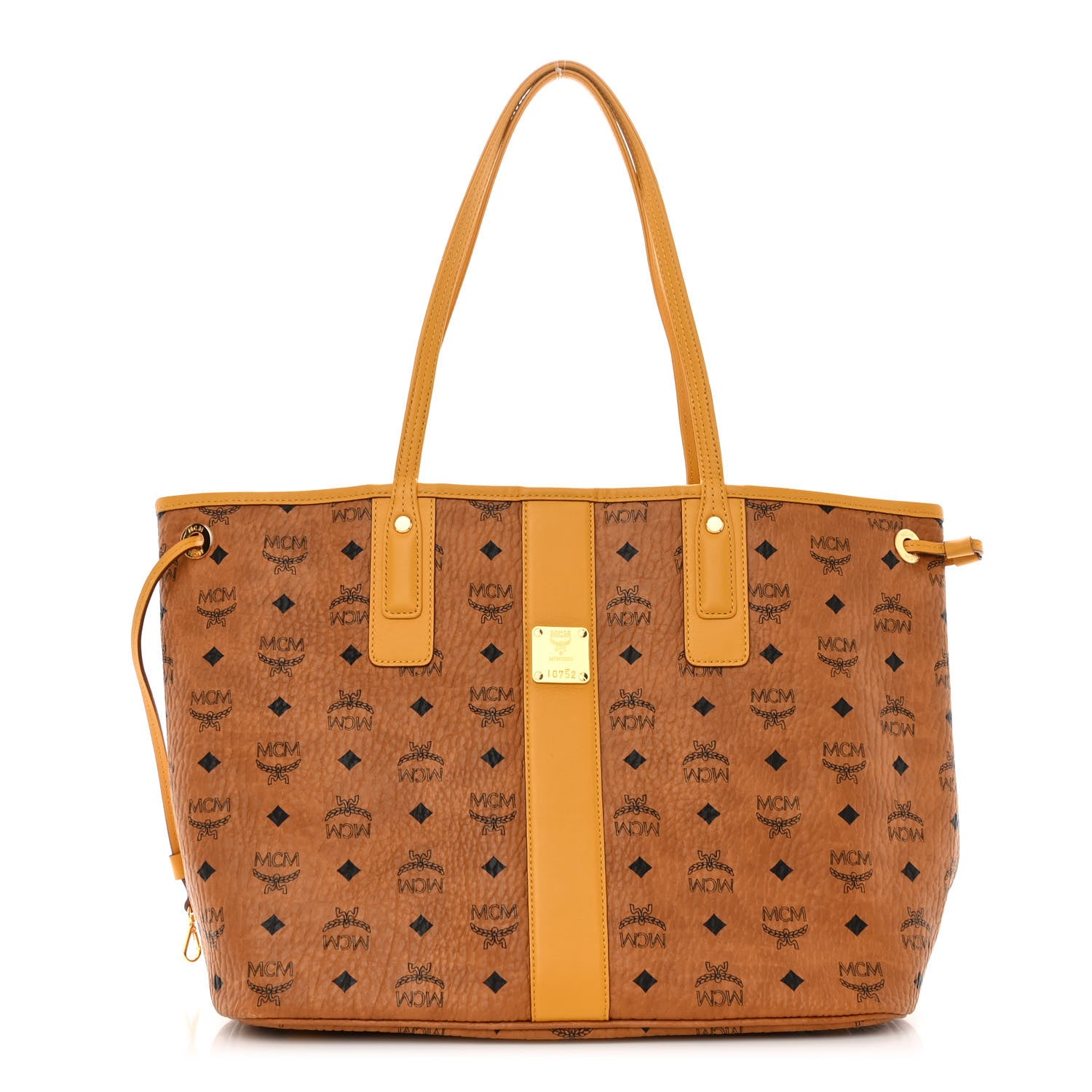 MCM Visetos Medium Liz Reversible Shopper Tote Cognac Yellow 1 of 16