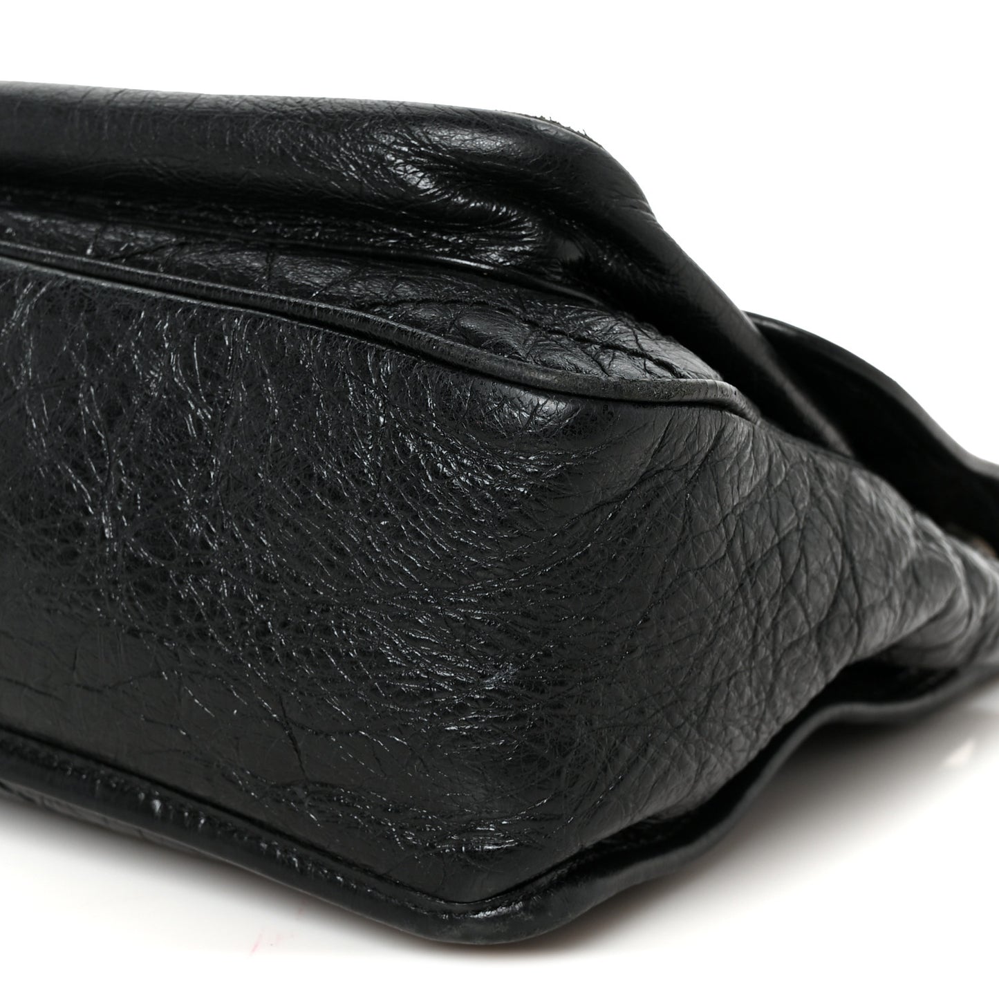Crinkled Calfskin Matelasse Monogram Medium Niki Chain Satchel Black