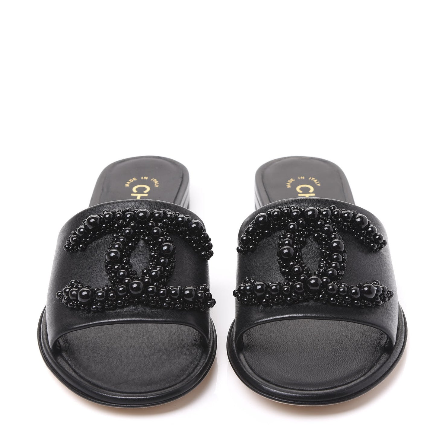 Lambskin Beaded CC Mules 34 Black