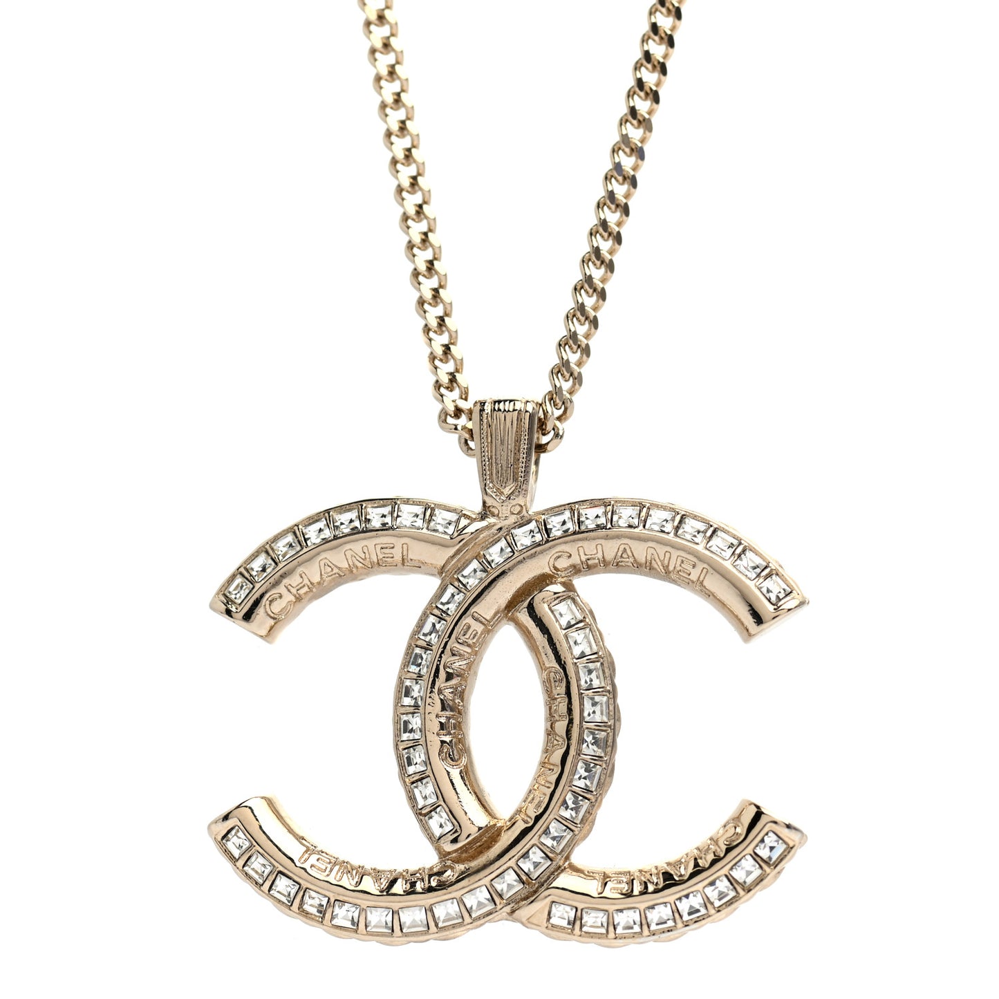 Crystal CC Chain Necklace Gold