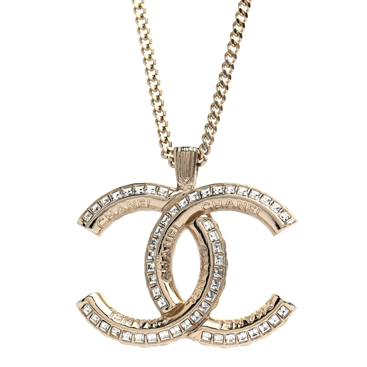 Chanel Crystal CC Chain Necklace Gold 4 of 5