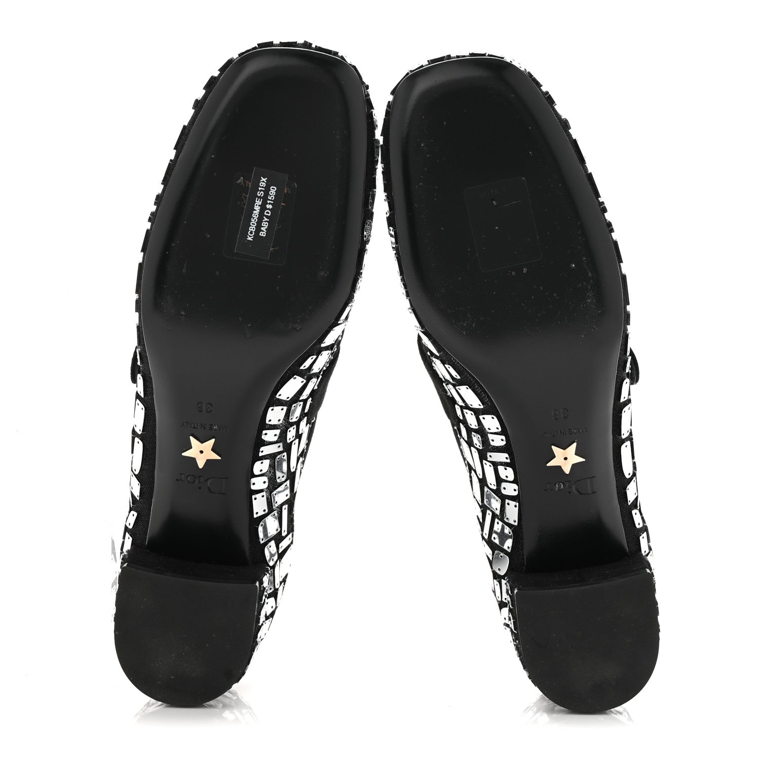 Christian Dior Mesh Embroidered Mirror Baby-D Ballet Pumps 36 Black 6 of 9