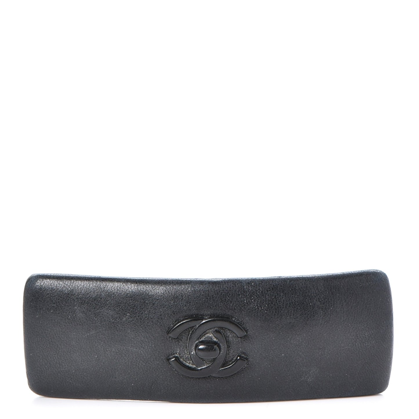 Lambskin CC Hair Clip Barrette Black